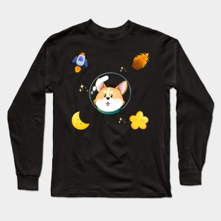 Corgi in the galaxy Long Sleeve T-Shirt